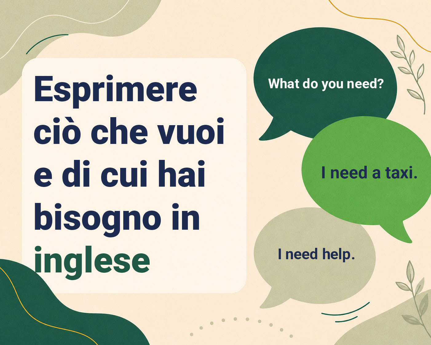 Esprimere ciò che vuoi e di cui hai bisogno in inglese